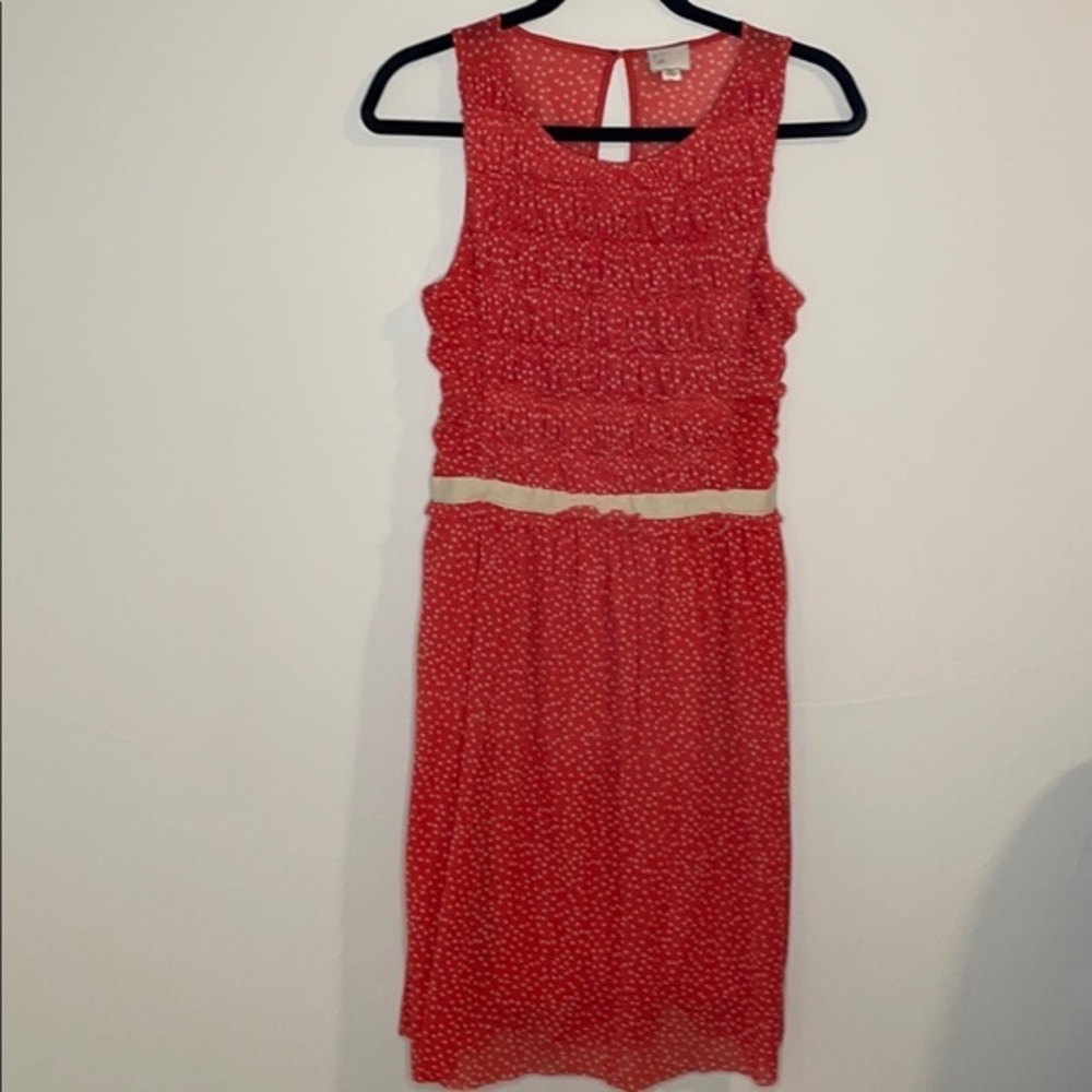Anthropologie Postmark Coral Polka Dot Dress - Picture 5 of 10